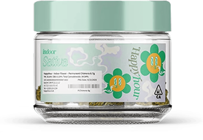 Gelato 41 THCA hemp flower jar by Happy Hour Club, indoor sativa strain, lab tested and premium quality